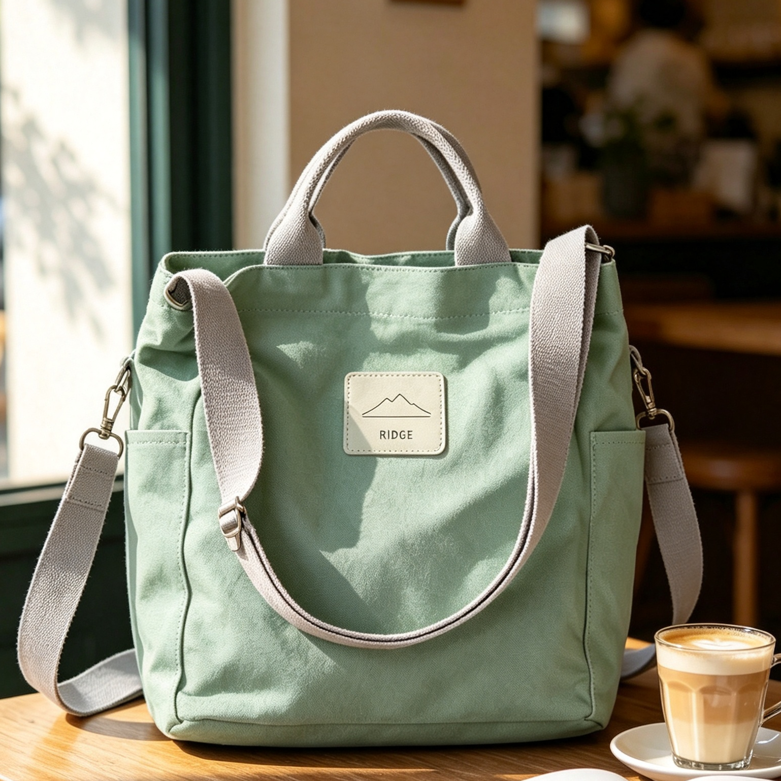 Brown Cotton Canvas Tote Bag Shoulder Handbag for Daily Use